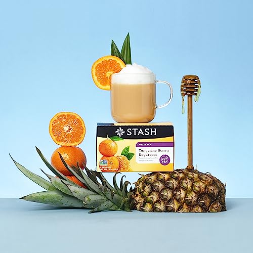 Image of Stash Tea Tangerine Honey Daydream White Tea - Caffeinated, Non-GMO Project Verified Premium Tea with No Artificial Ingredients, 18 Count (Pack of 6) - 108 Bags Total