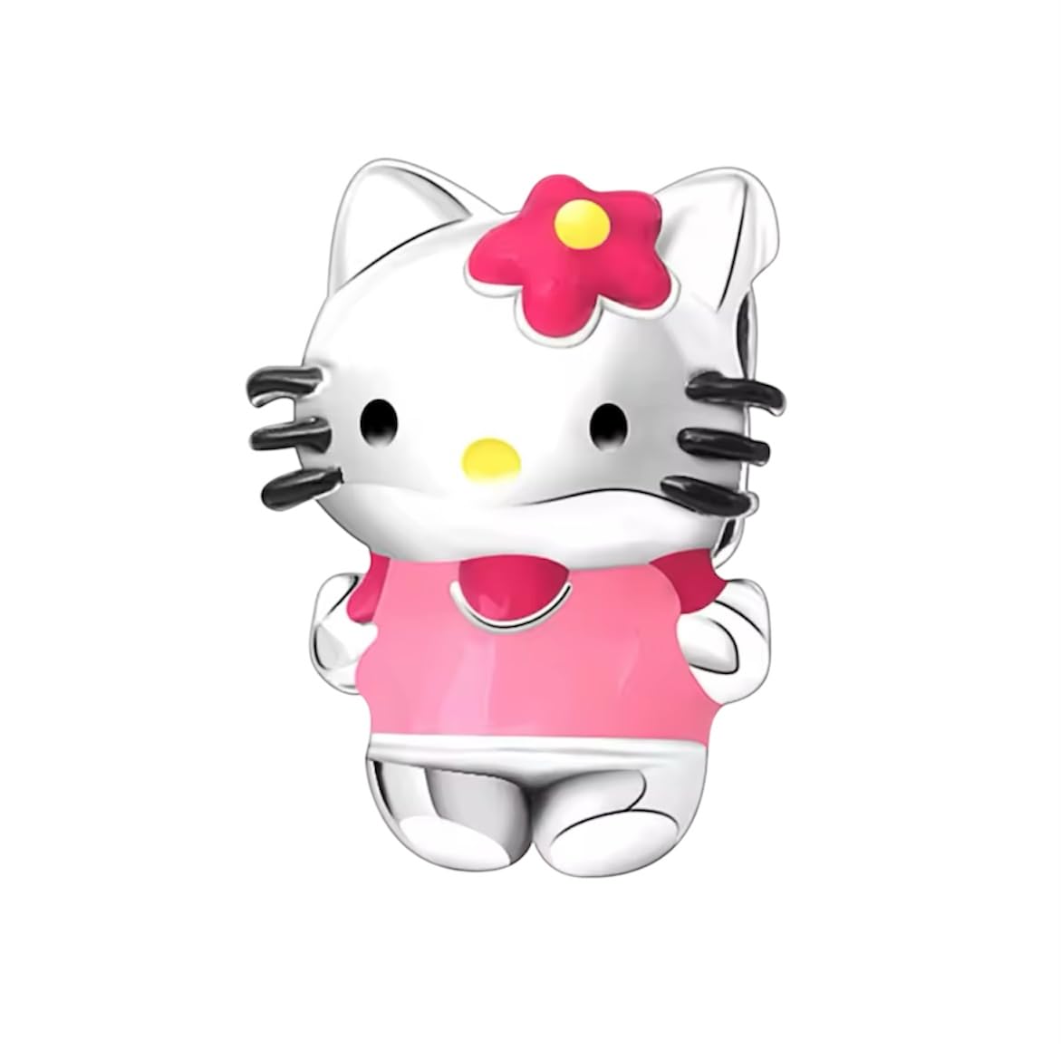 Abalorio hola Kitty de plata de ley 925,compatible con abalorios Pandora y muchas otras pulseras de abalorios.