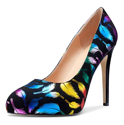 Castamere Mujer Plataforma Interior Zapatos de Tacón 12CM High Heels Pumps Multicolor Hojas Zapatos EU 36.5