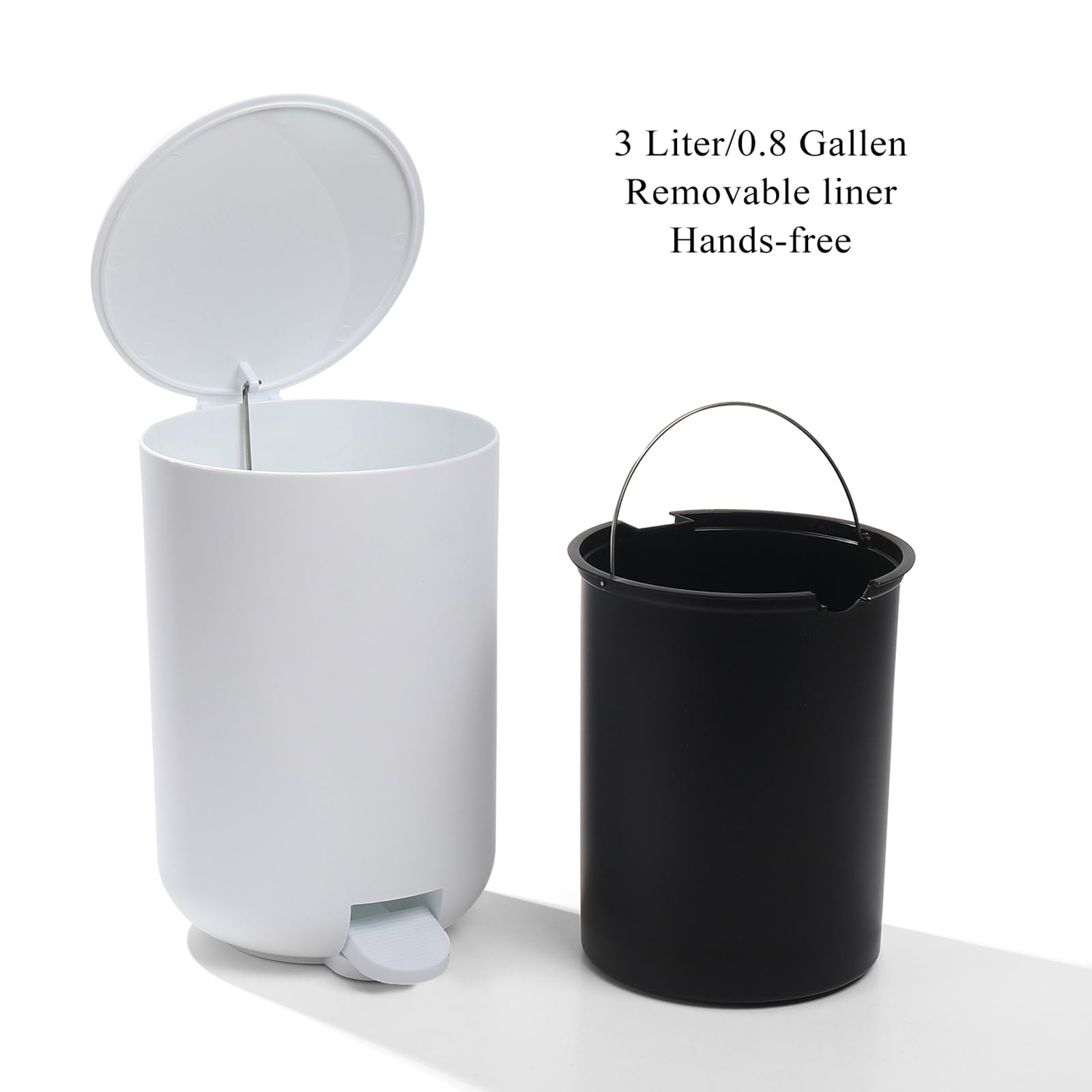 Badset Badezimmer Set Weiß, Modern Badausstattung Sets Organizer, Bad Set Mülleimer Klobürste Seifenspender und Zahnputzbecher Tablett 5 Teiliges (Weiß)