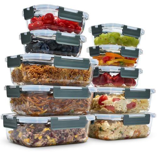 uandu Glasbehälter mit Deckel – Meal Prep Boxen Set 10-teilig – Frischhaltedosen Glas BPA-frei – Spülmaschinen-, Mikrowellen- & Gefrierschrankgeeignet