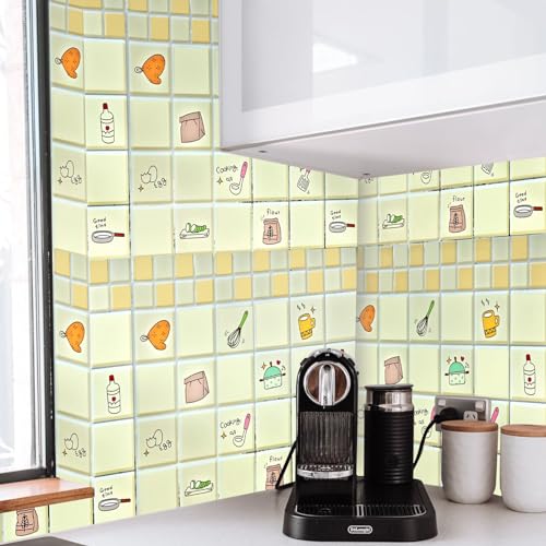 Image of SARVATRAY Self-Adhesive Wallpaper, Kitchen Stickers Oil Proof Heat Resistant, Wall Stickers for Kitchen, Wallpaper for Wall, Vinyl Sheet, Kitchen Wall 2 x 6.5 SQ FT (2 M Kitchen Style Orange WS)
