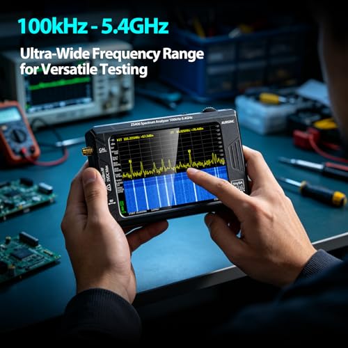 Image of AURSINC TinySA Ultra+ ZS406 Spectrum Analyzer, 4.0 Inch 100kHz-5.4GHz Handheld Frequency Analyzer with 32Gb Card, HW V0.4.6, 2-in-1 Signal Generator MF /HF /VHF UHF Input, 2025 Upgraded