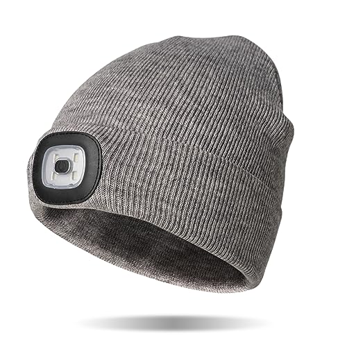 Image of Classic Rechargeable LED Warm Knit Beanie Head Light Hat Headlamp for Outdoor Activities