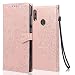 Produktbild achoTREE Kompatibel für Huawei Y7 2019 Hülle, PrenLeder Flip Handyhülle für Huawei Y7 2019, mit Kartenfach und Ständer - Rose Gold