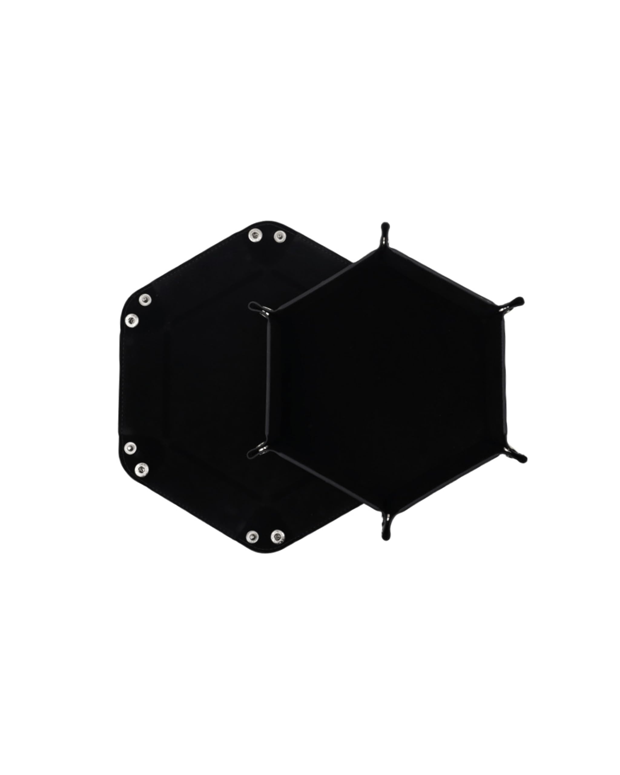 Würfelteller, Würfeltablett Klappbar Hexagon PU Leder Samt Halter für Würfel Spiele - Faltbares Sechseck-Würfelspiel-Tablett (Schwarz)