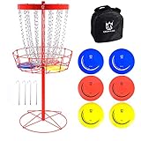 CROWN ME Pro Disc Golf Basket Target Include 3 Discs, 24-Chain Portable Metal Golf Goals...