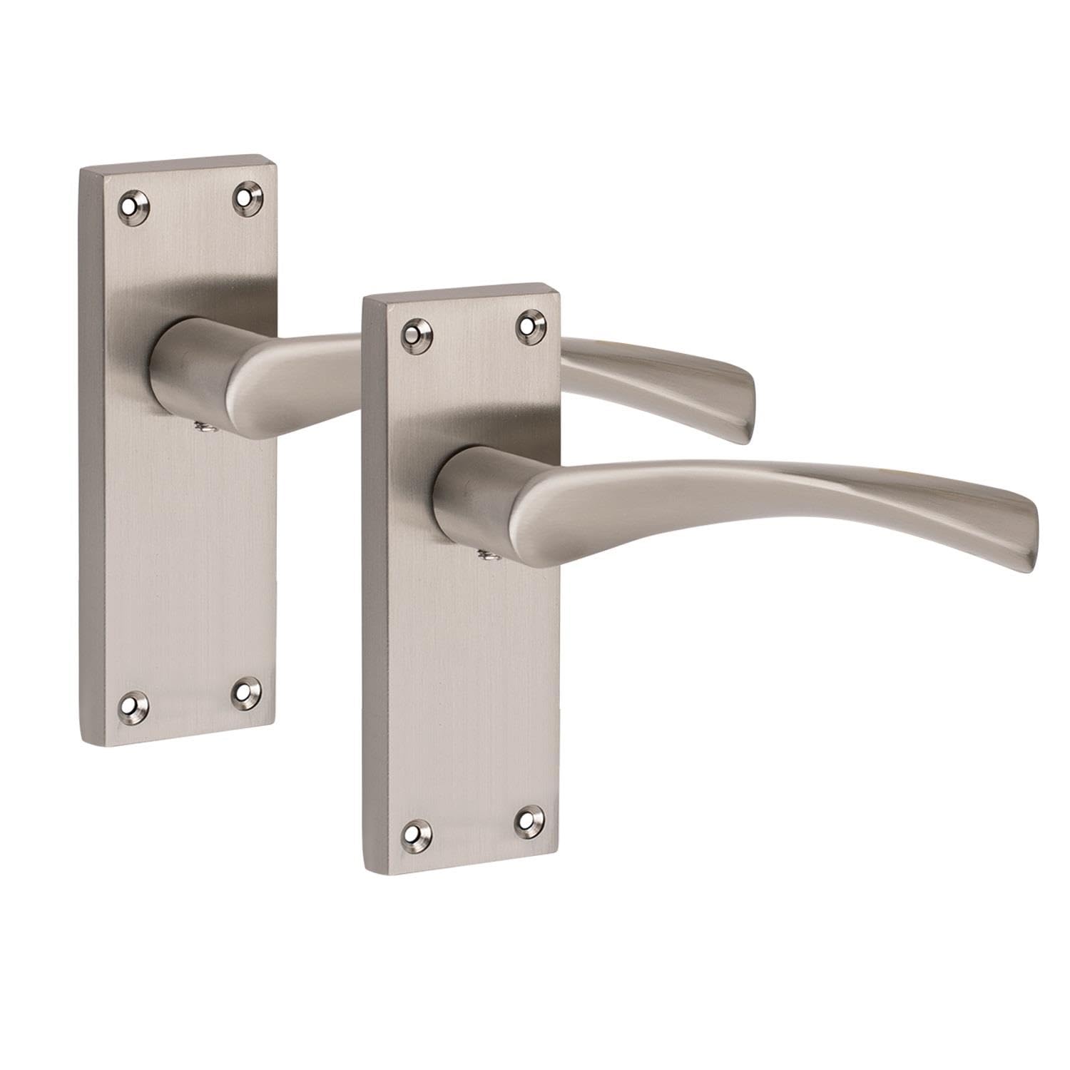 Golden Grace Satin Nickel 1 Pair Victorian Astrid Scroll Interior Door Handle Finish 120 X 40Mm