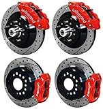 NEW WILWOOD DISC BRAKE KIT, 13'/12' DRILLED ROTORS, RED 6 PISTON FRONT & 4 PISTON REAR CALIPERS,...