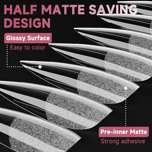 Image of UNA GELLA Long Stiletto Nail Tips, 312pcs Clear Stiletto Press On Nails