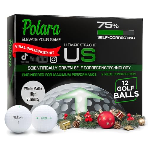 Polara Golf Self-Correcting Golf Balls – Soft Feel, Anti-Slice & Hook Correction, Exceeds USGA Limits, Dimple Pattern, High-Performance Balls for Men & Women – Ultimate Straight, 12 Pack, Matte White