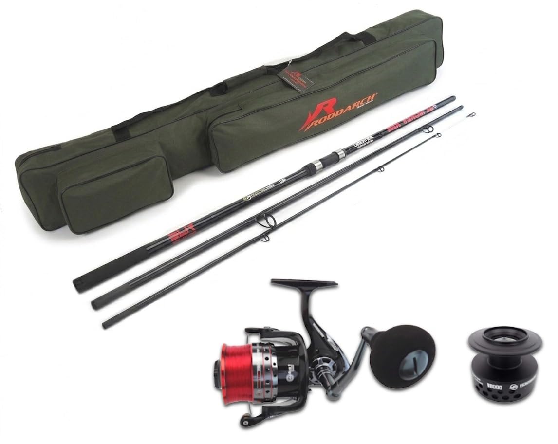Hunter Pro 12 ft Sea Venom Carbon Beach Caster Kit: 3-Piece Surf Rod, VORTECH 8000 Reel and 1.3m Padded Holdall