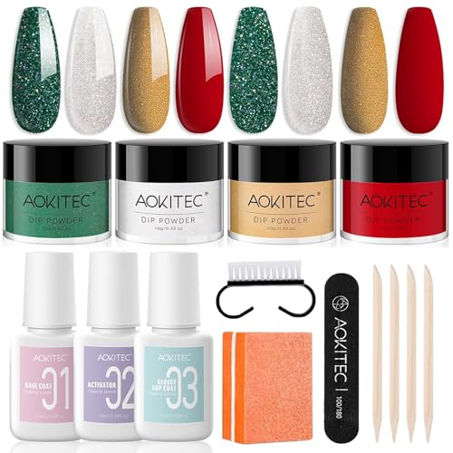 Aokitec 15-teiliges Dipping Powder Nails Set, Adventskalender...