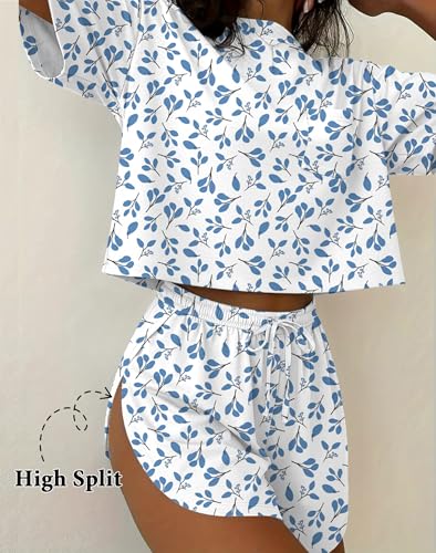 Image of Ekouaer Womens Pajama Sets Sexy Lounge Sets Side Split Short Pj Sets Cute Pjs 2 Piece Comfy Sleepwear Loungewear