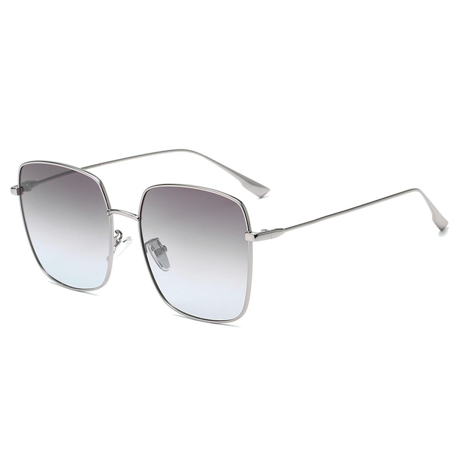 Lunettes de soleil femme mode grand cadre voyage plein air dégradé gris