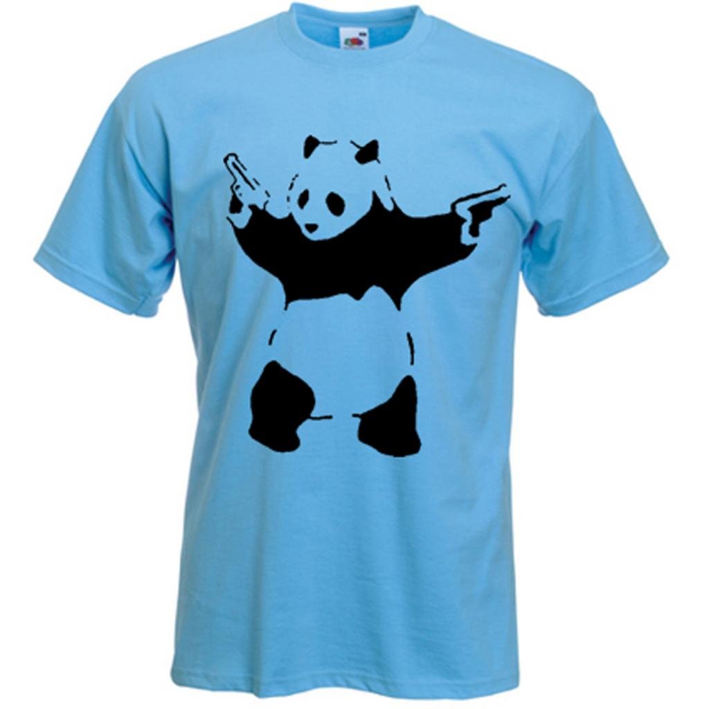Banksy Panda Mens T-Shirt (XXXL, Blue)