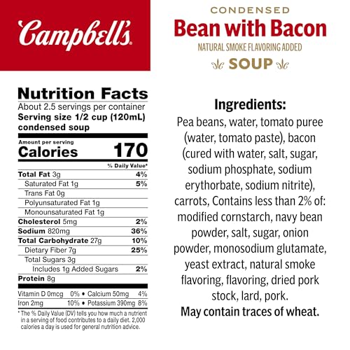 Image of Campbell's Condensed Bean With Bacon Soup, 11.25 oz Can (Pack of 4)