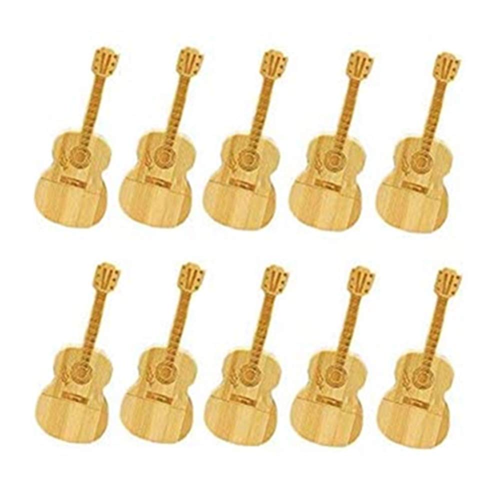 Lot de 10 clés USB 2.0 en forme de guitare en bois haute vitesse (1 Go)