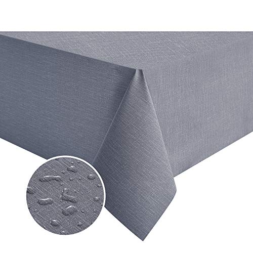 Image of NLMUVW 54 Inch Square Vinyl Tablecloth Heavy Duty, Small PVC Table Cloth Waterproof Wipe Clean Table Cover for Kitchen Dining Picnic, 54 x 54 inch, Dark Grey