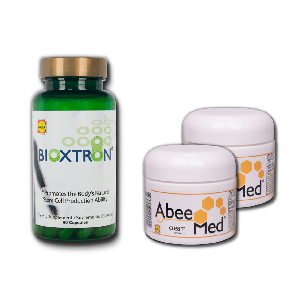 Bioxtron AFA Stem Cell + AbeeMed Cream - Joint & Muscle Pain - Immune System - Inflammation & Mobility - Blue Green Algae - Menthol Histamine DHCL - 60 Caps 2 Abeemed Cream 2 oz Each