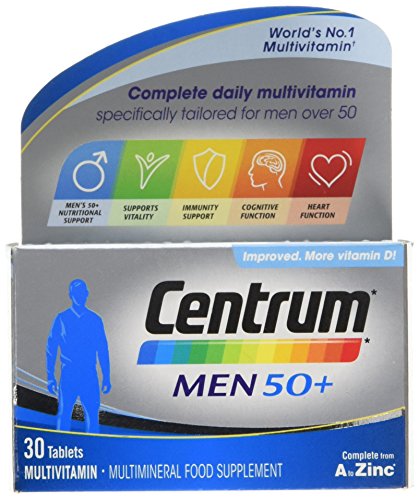 Centrum Men 50 Plus Multivitamins and Minerals Tablet | 30 Tablets (1 Month Supply) | 24 Essential nutrients Vitamins and Minerals Tailored for Men Over 50 l Vitamin D | Complete from A - Zinc*