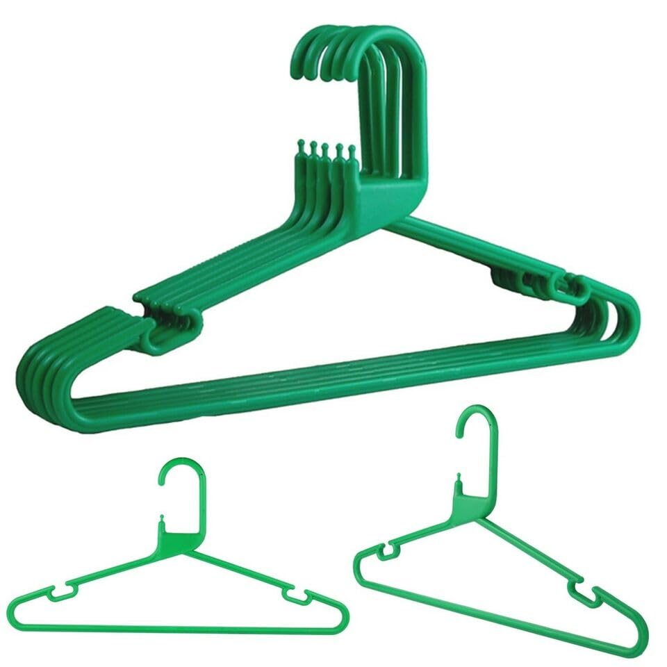 30CM HEAVY DUTY KIDS PLASTIC COAT HANGERS CLOTHES with TROUSER BAR IN 6 COLORS SIZE 30CM (40 X GREEN HANGER KIDS)