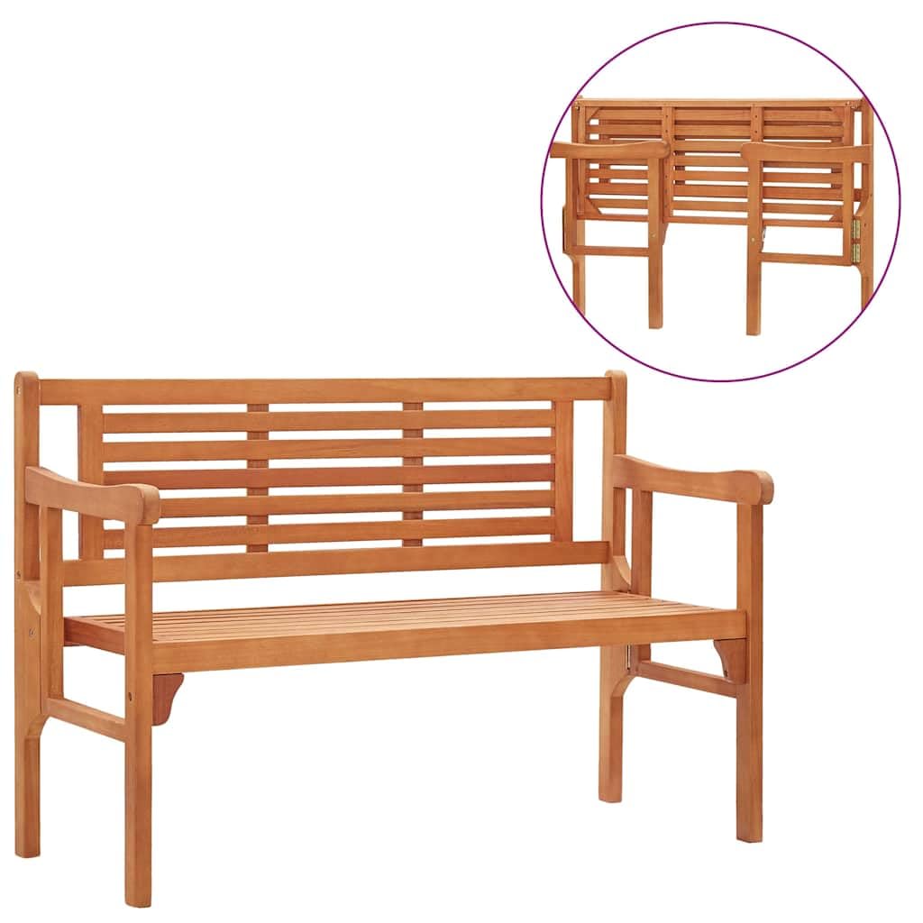 Banco plegable de Eucalipto macizo de 120 cm para jardín y terraza