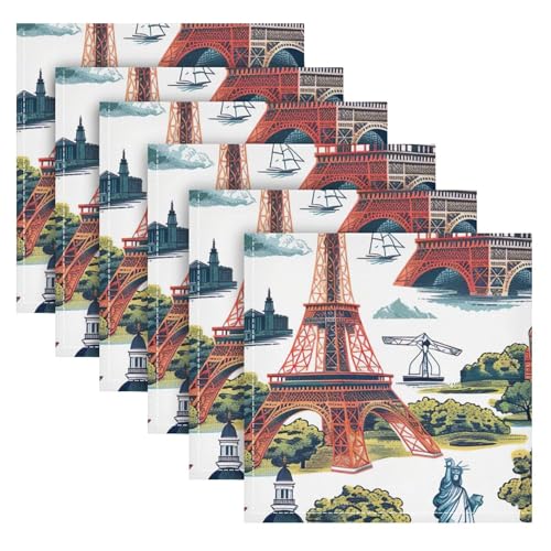 Servilletas de Tela Qilmy con Estampado The World Landmarks x6 miniatura 6
