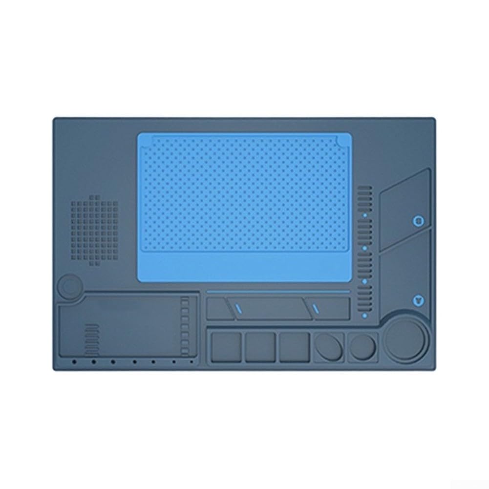Tappetino per saldatura in silicone resistente al calore per BA-695, antiscivolo | Silicone ad alta temperatura, antiscivolo su entrambi i lati, antigraffio, scomparti chiari, 450 x 300 mm o 250 x 175 mm