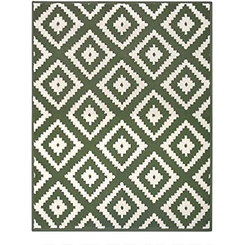 Hanse Home Rug Diamond Living Room Rug Short Pile Skandi Diamond Pattern Modern Velour Rug for Dining Room, Living Room, Children's Room, Hallway, Bedroom, Kitchen - Green Cream, 80 x 150 cm Cover
