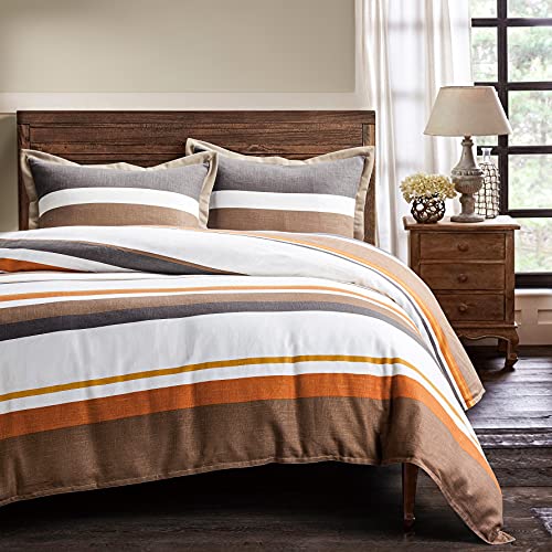Image of HiEnd Accents Aria Washed Linen 3 Piece King Stripe Bedding Comforter Set