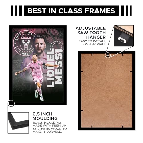 Image of CodersParadise Miami Pink Football Icon-Inspired Poster Frame | Premium A4 Framed Wall Art for Bedroom, Office & Gaming Setup | Dynamic Soccer Tribute Decor for Fans & Collectors