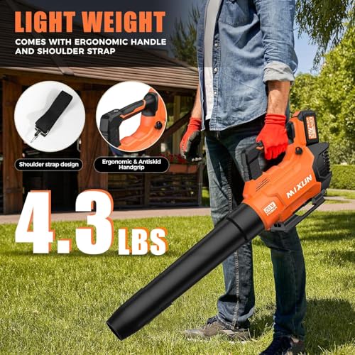 Leaf Blower Cordless - 580CFM/160MPH Electric Leaf Blower, 2 X 4.0Ah Battery and Charger with 3 Speed Modes, for Lawn, Yard, Sidewalk, Garage Cleaning - Image 6