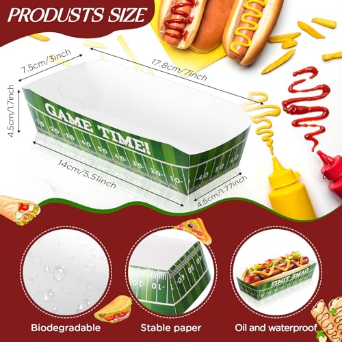 Yeaqee 50 Pcs 7" Football Hot Dog Trays Football Disposable Paper Trays Food Nacho Boats Game Day Football Serveware Football Theme Food Tray Snack Party Baskets - Image 3