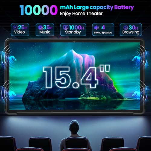 Image of jumper 15.4 inch 2-in-1 Tablet with Magnetic Keyboard, Helio G99 Processor | Android 16, Built-in 135 Kickstand, 8GB RAM, 256GB ROM, 10000mAh Battery, 100% sRGB Display, Widevine L1, Protective Case