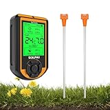 Soil Moisture Meter, 4-in-1 Soil pH Tester with Digital Plant Temperature, Light, Soil Moisture, pH Meter, and Backlight LCD Display - Plant Water Meter for Gardening, Farming, Lawn and Outdoor