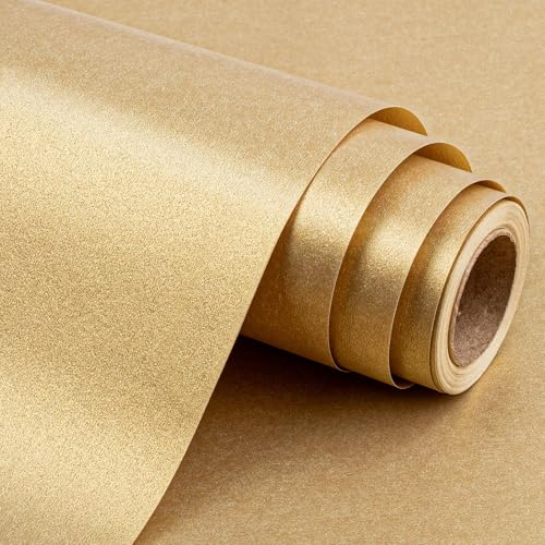 Yarcony Shimmer Gold Wrapping Paper Champagne Matte Wrapping Paper for Gifts Solid Color Pearly-lustre Gift Wrap for Birthday Wedding Valentines Day Mothers Day Christmas(17 Inch X 16.5 Feet)