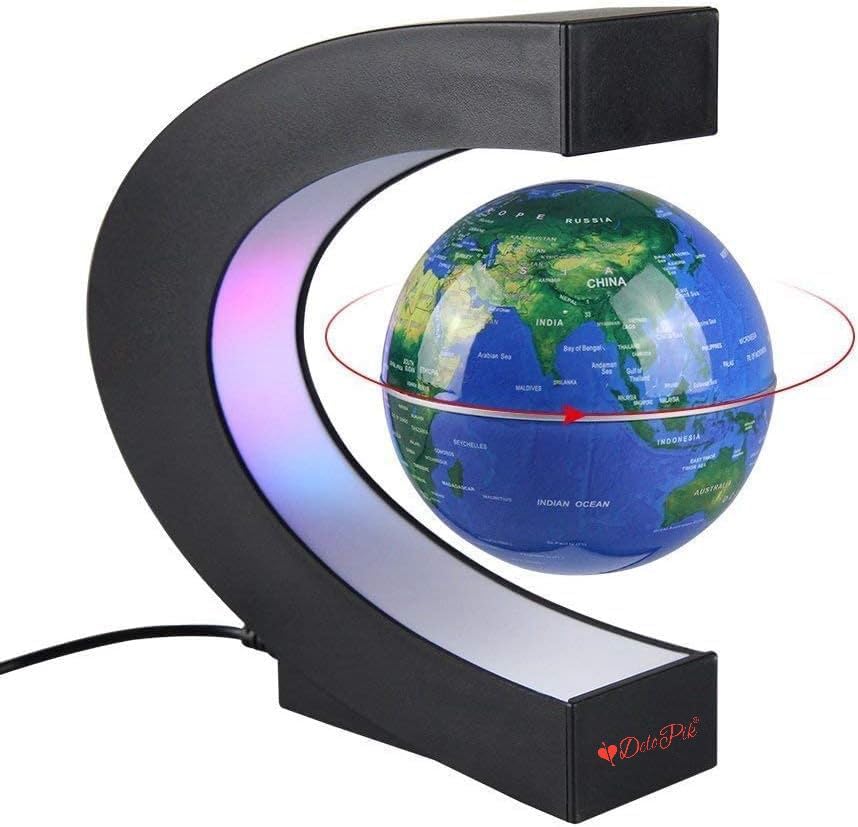 DelopikMagnetic Floating World Globe with LED Light,Antigravity Tech Gifts for Home,Office, Desk Decoration & Teaching FR169(blue)