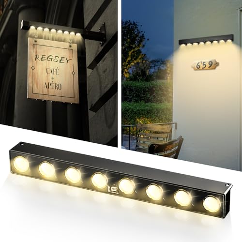 Solar Sign Lights Outdoor 2 Pack 8 LED Dusk to Dawn Signboard Lamps