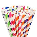 100 Stück Strohhalme Papier, Einweg Abbaubare Trinkhalme Papier, Bunte Trinkhalme, Cocktail Farbe Kreative Dekoration Strohhalme, für Partys Smoothies, Saft, Cocktail, Heißgetränk