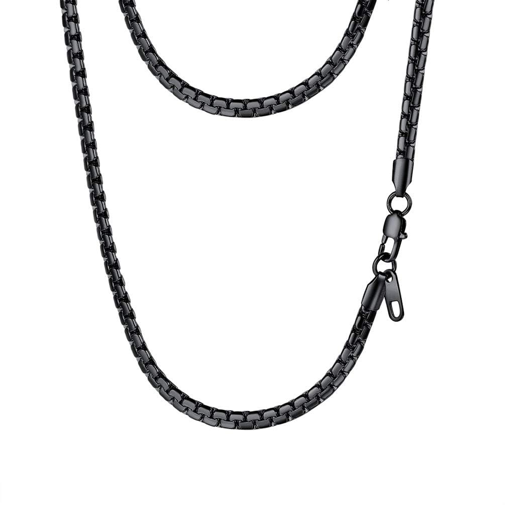 PROSTEEL Stylish Stainless Steel Round Link Chain Necklace for Men, 2mm/4mm/6mm. Silver/Gold/Black Tone, Hypoallergenic Jewelry, 14"-30", Come with Box