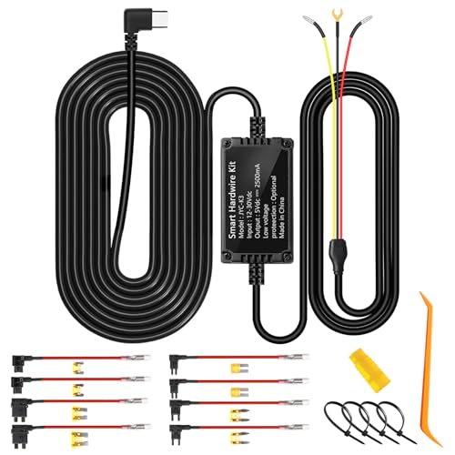 Image of Upgraded Dash Cam Hardwire Kit,11.5ft Acc Hardwire Kit for Dash Camera Type C 3-Lead Hard Wire Kit 12V-24V to 5V Hard Wire Kit W /Low Voltage Protection for Dashcam GPS Radar Detectors and More