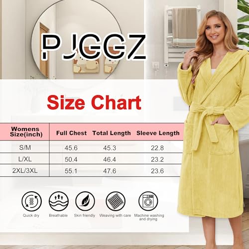 Image of PJGGZ Hooded Bathrobes for Women, Soft Long Towel Robes for Women - Quick Dry yet Warm
