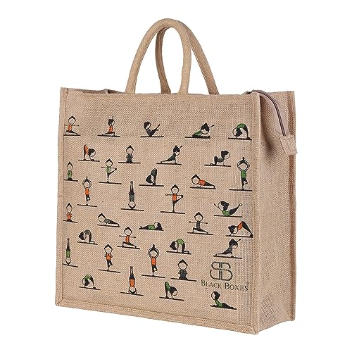 Image of BLACKBOXES Big Eco Cotton Jute Shopping Bags for Carry Milk Grocery fruits Vegetable with Reinforced Handles jhola Bag - Kitchen Essential