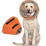 Kuoserエリザベスカラー 犬 猫 調節可能 軽量 柔らかい 通気性 小中大型犬適用 術後回復用カラー 傷口保護 傷舐め防止 引っ掻き防止 術後ウェア オレンジL