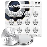 Allmax CR2032 Lithium Coin Batteries (12 Count) – Longest Lasting, Leakproof Design, 10-Year Shelf Life, Maximum Performance, Perfect for Key Fobs (3V)