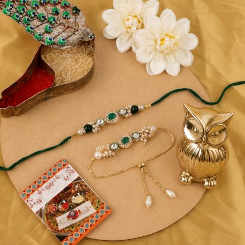 Image of Chocozone Rakhi for Brother & Bhabhi Rakhi Lumba Set for Bhai Bhabhi Rakhi Gifts for Bhai with Roli Chawal & Card Rakshabandhan Gifts for Brother