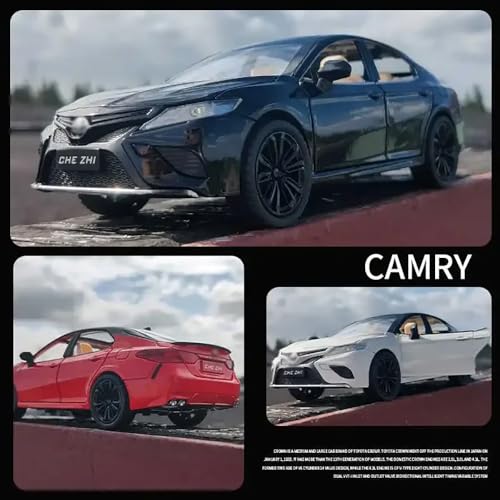 Image of 1:24 Scale Toyo Camry Toy Car for Kids Diecast Metal Cars Die Cast Toy Car Light Sound Pullback Openable Door, Black