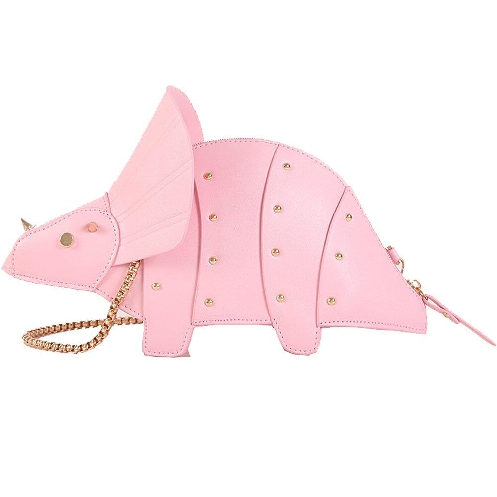 Sanfly Cute Dinosaur Shape Crossbody Shoulder Bag for Women Pu Leather Rivet Purse Messenger Bag Handbags for Girls