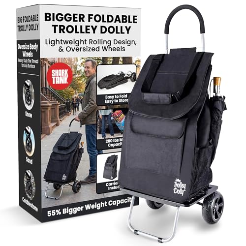 dbest products Bigger Trolley Dolly, Black Shopping Grocery Foldable Cart